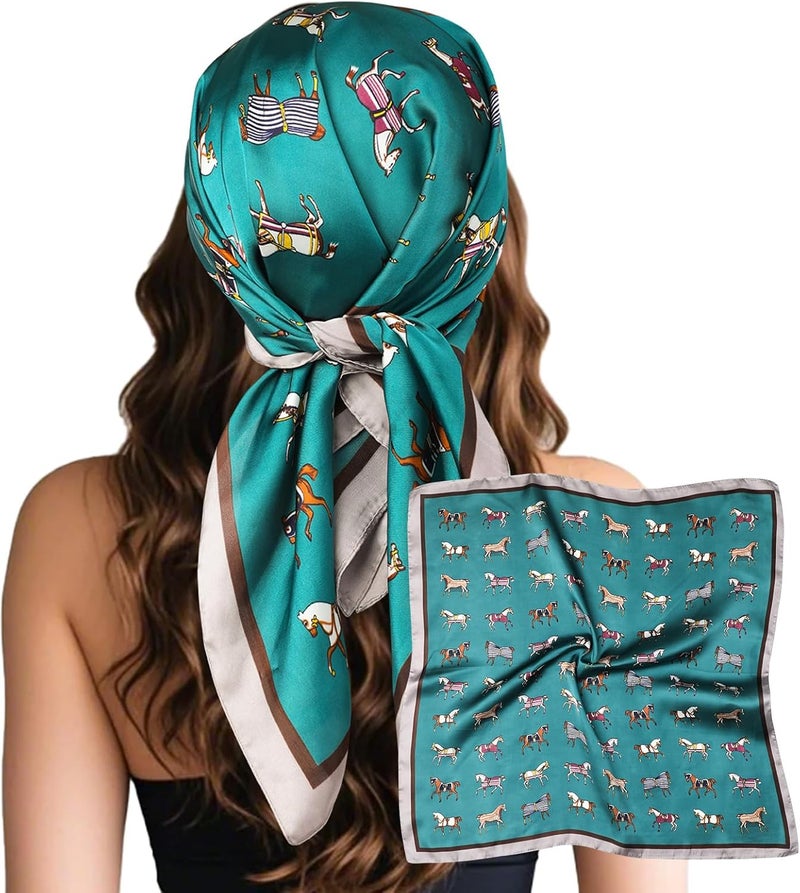 Sumolux Head Hair Scarf for Women Like Satin Silk Scarf Bandana Hair Wrapping Night Large Square Scarves 27.5" - Image 1